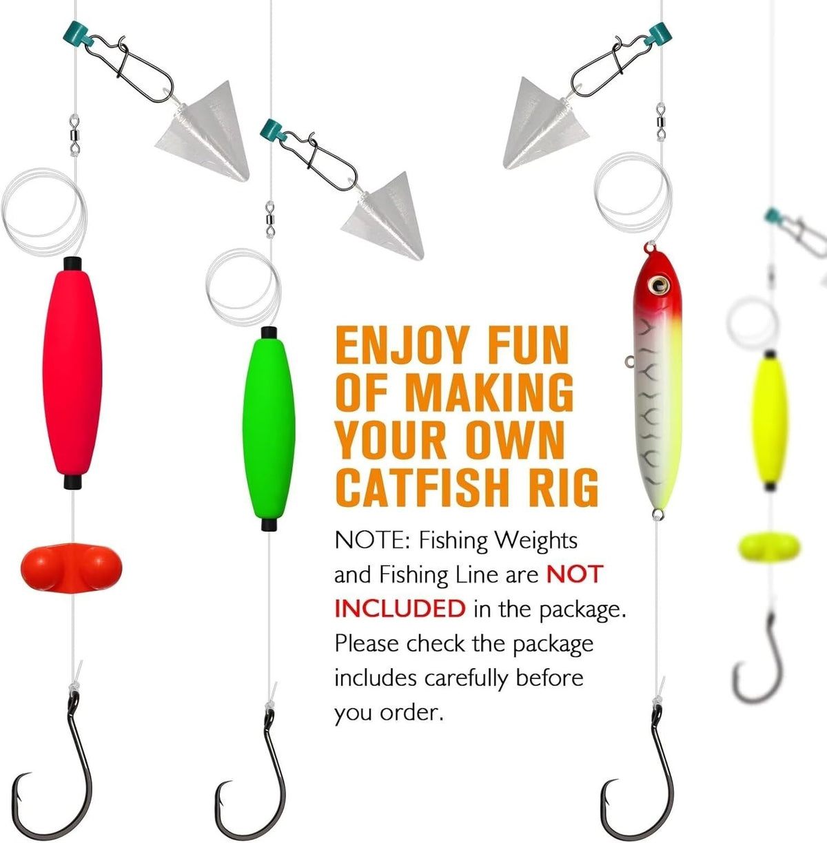 Catfish Tackle Kit - 99 or 122 Pieces for Rig Building and Fishing