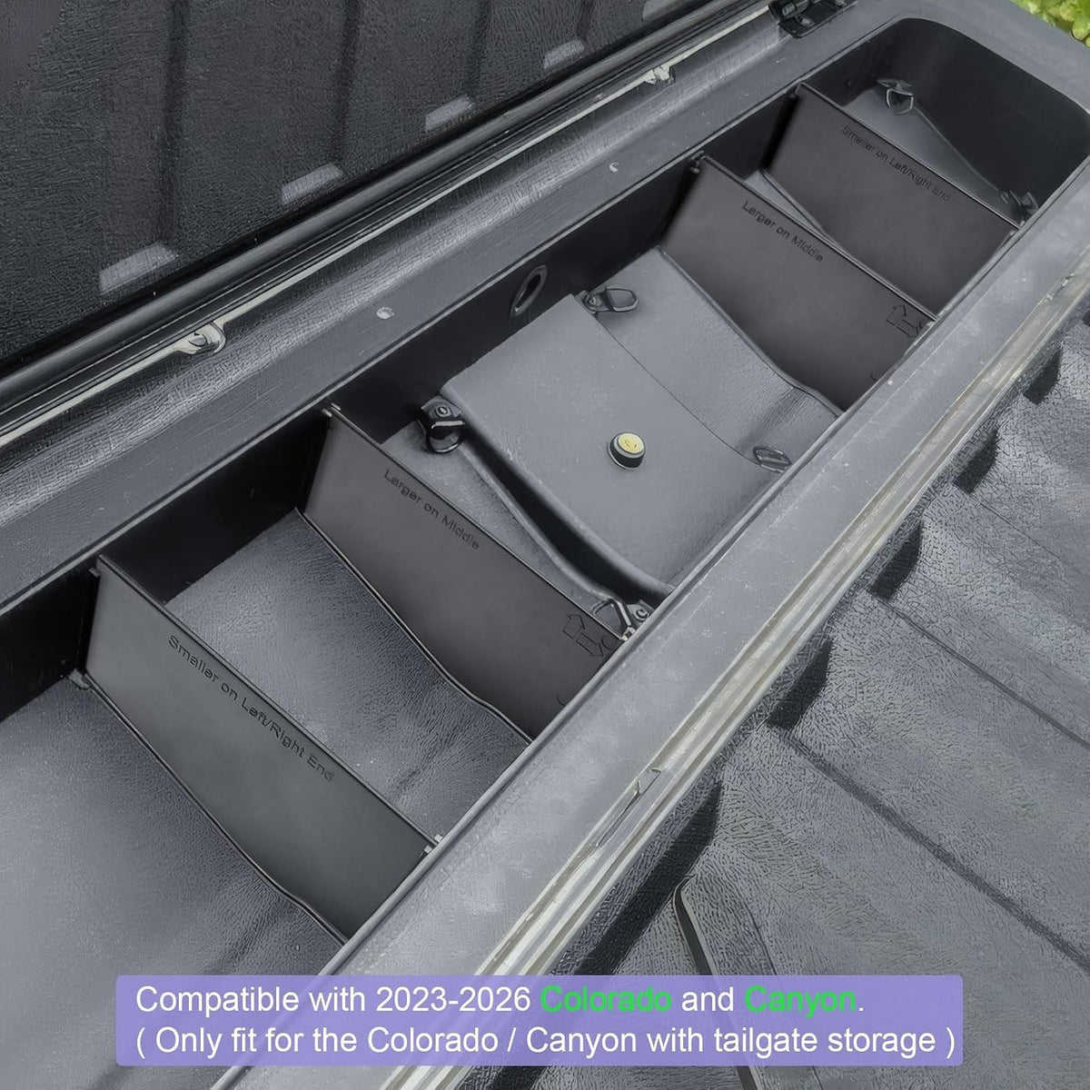 Tailgate Storage Dividers for Chevy Colorado & GMC Canyon 2023-2026 - ABS Organizer Inserts