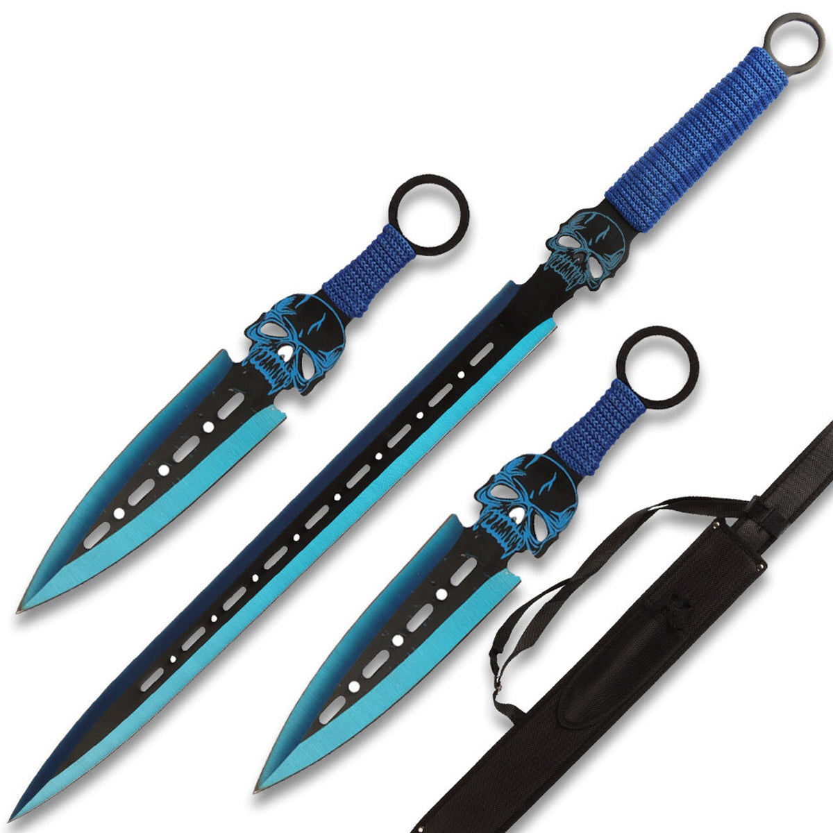 Fantasy Blue Demon Warrior Sword Set - 2 pcs 26.5" Stainless Steel Blades