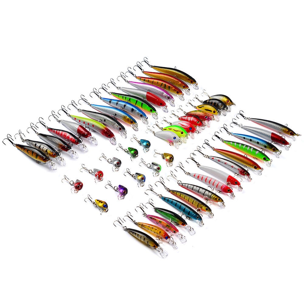 48-Piece Fishing Lure Set, Hard Minnow Baits for Freshwater & Saltwater