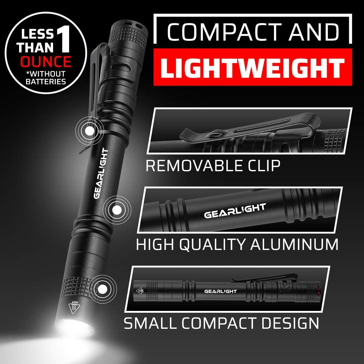 LED Pocket Pen Light - Small Compact Flashlight with Clip for Tight Spaces