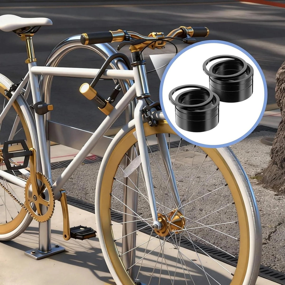 Aluminum Bicycle Headset Spacers 8-Piece Set for 1-1/8 Inch Forks