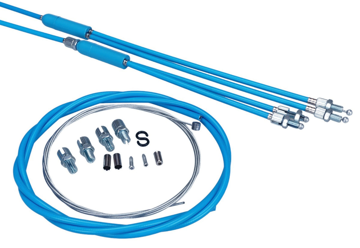 BMX Gyro Brake Cables Set for Old School BMX - Medium Blue