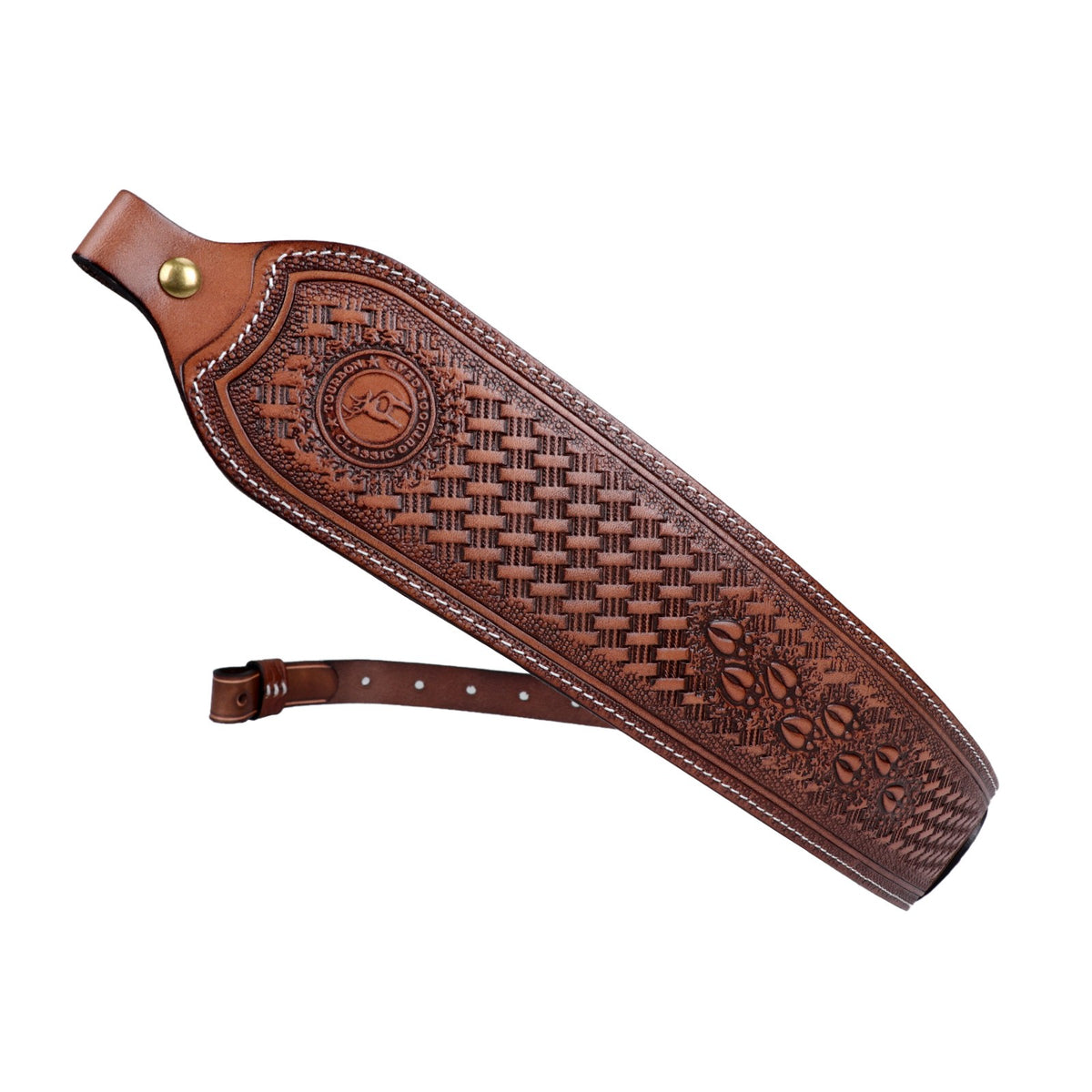 Leather Rifle Sling with Adjustable Strap & Non-Slip Shoulder Grip