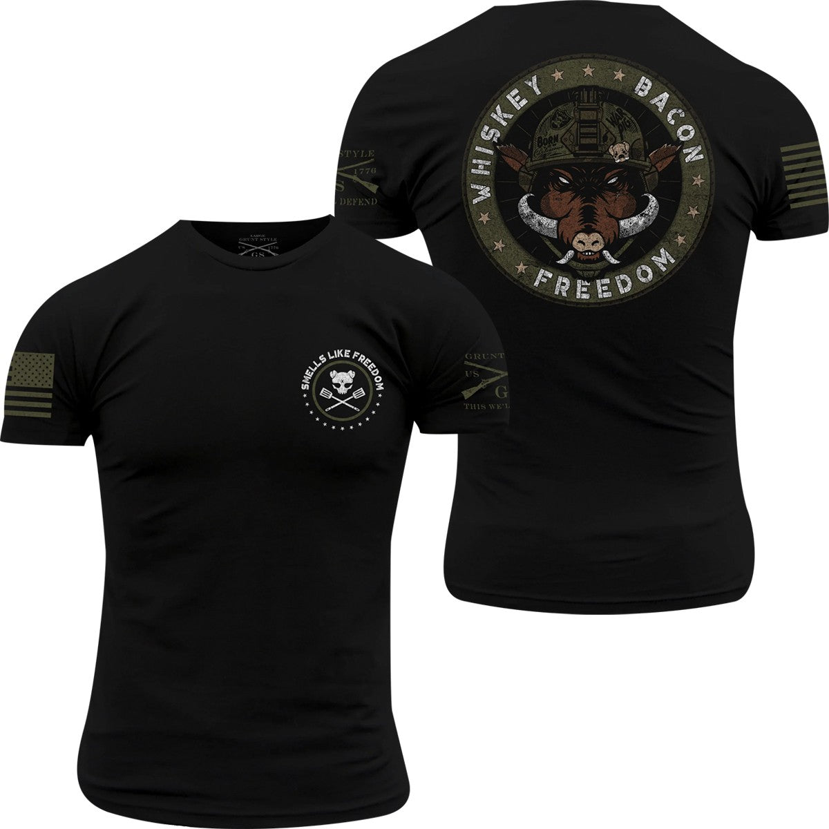 Whiskey Bacon Freedom T-Shirt for Men - Black, Multiple Sizes