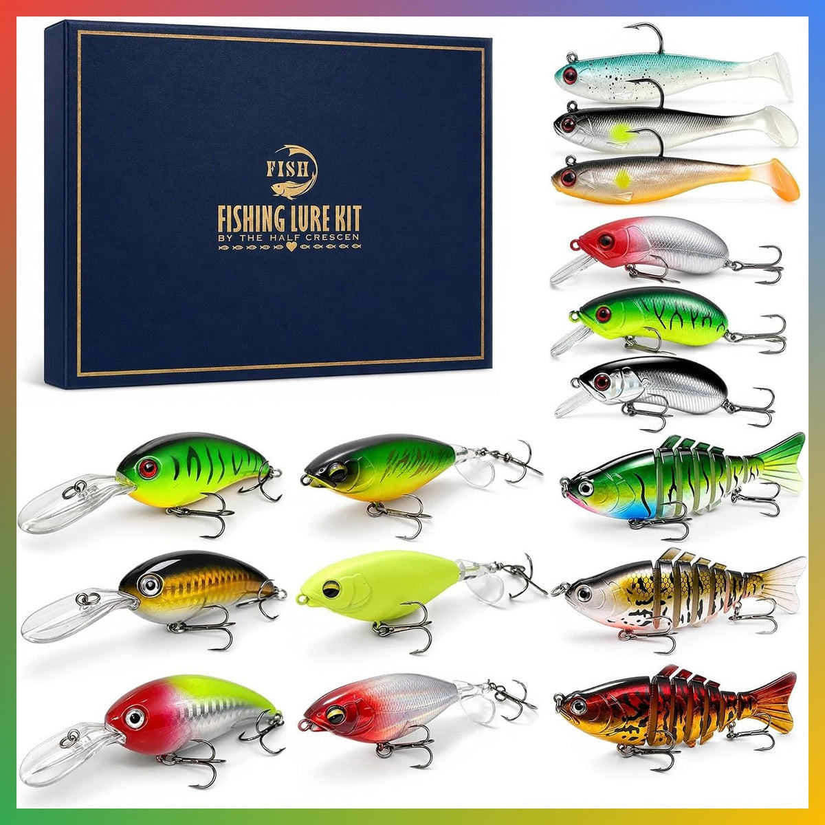 15PCS Fishing Lure Kit for Bass Trout Pike Soft & Hard Baits Set