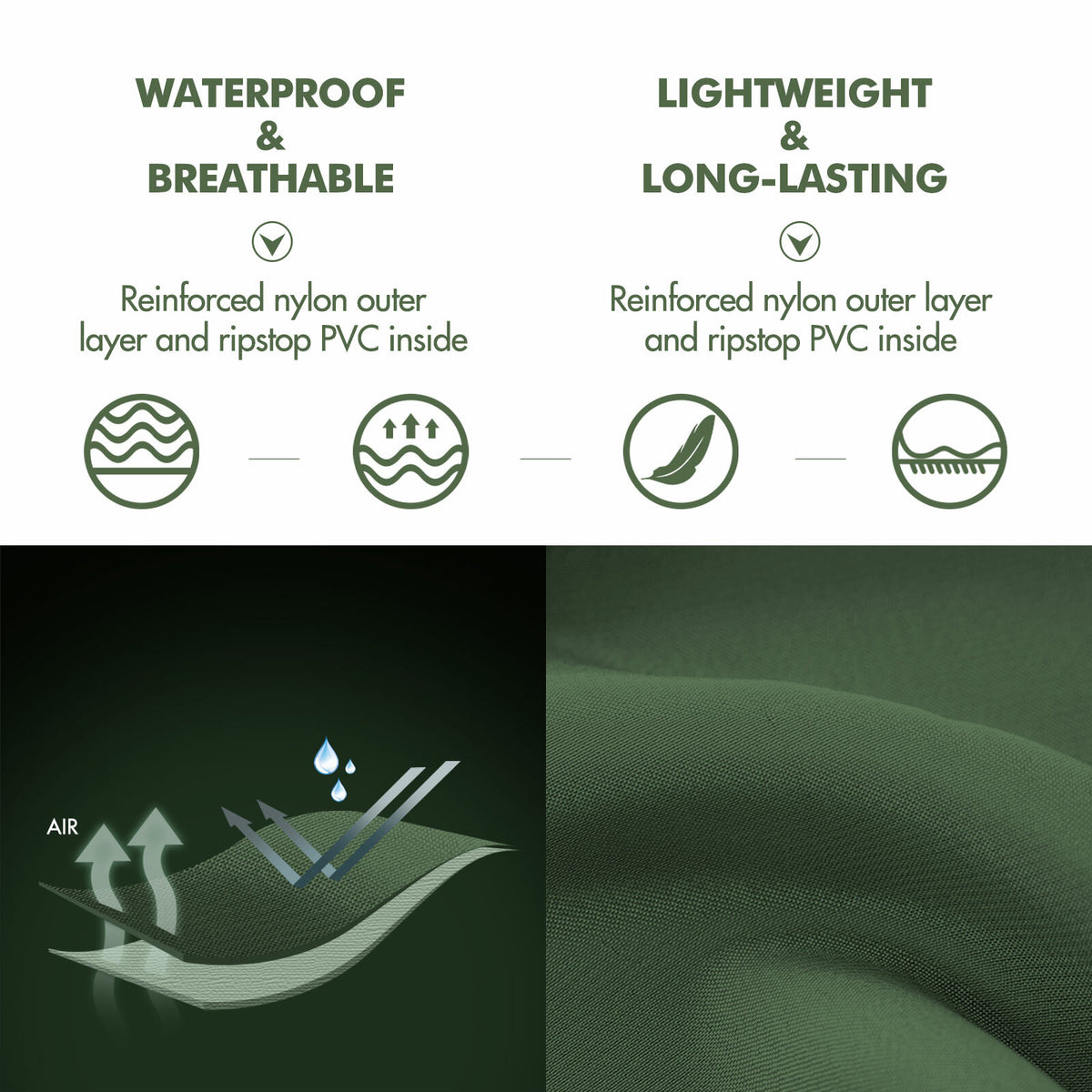 Breathable Waterproof Nylon PVC Fishing Chest Waders with Wading Boots - Army Green