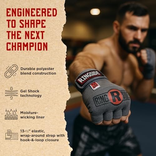 Boxing Hand Wraps Gel Shock Impact Absorbing Large/Xlarge Grey - Protection Gear