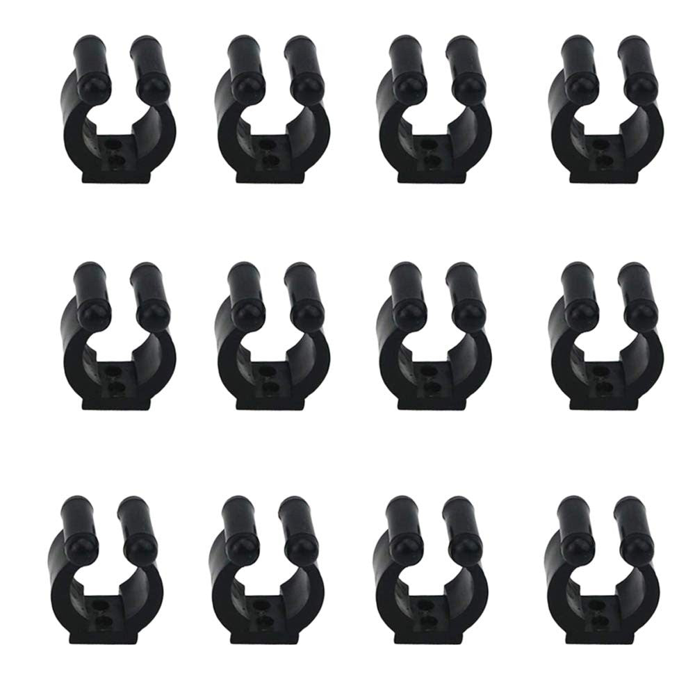 12 Pack Pool Cue Clips for Rack and Rod Holder - Black
