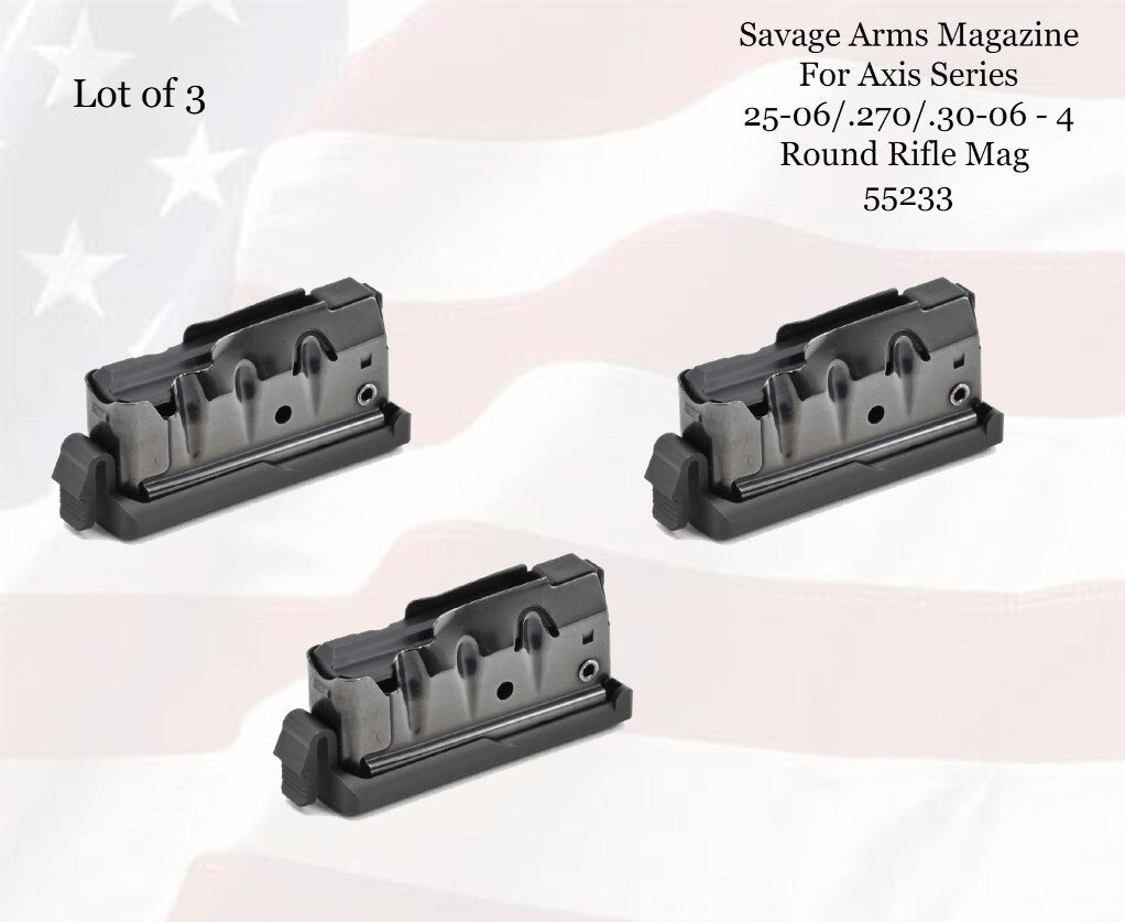 3-Pack Rifle Magazines for Savage Axis Series 4 Rounds 25-06/.270/.30-06