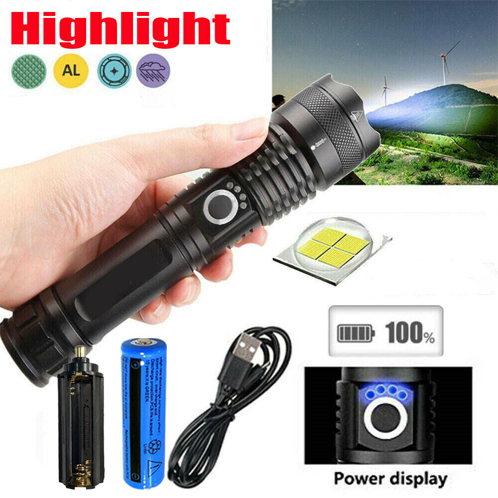 Super Bright LED Flashlight 9900000LM with 5 Modes Rechargeable Torch