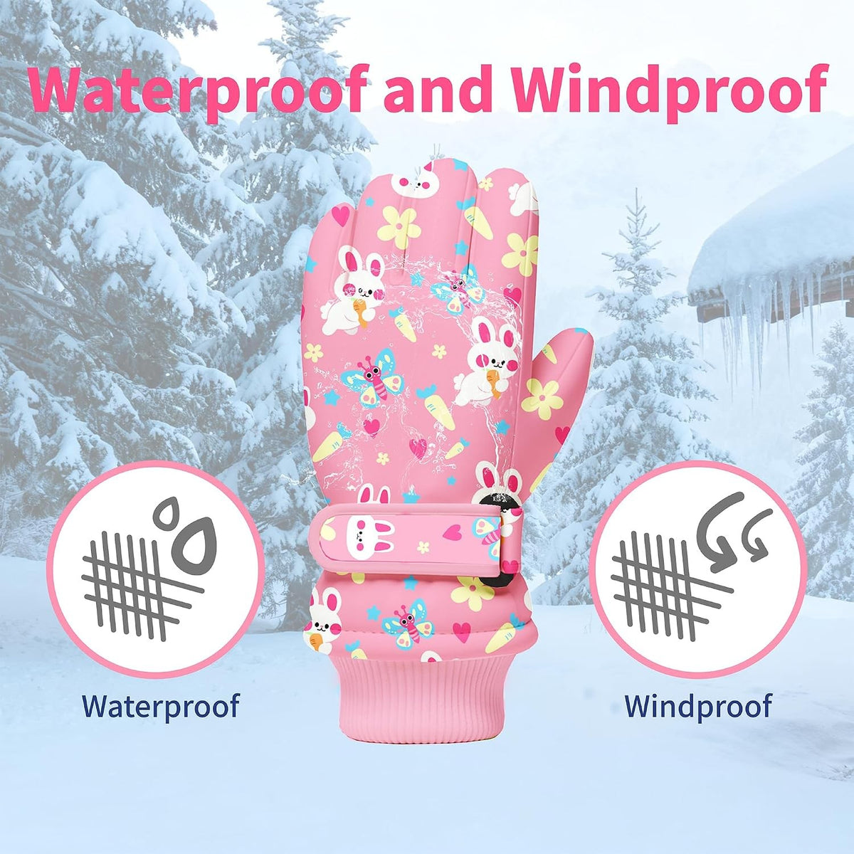 Kids Winter Snow Ski Gloves Waterproof Insulated Outdoor Snowboarding