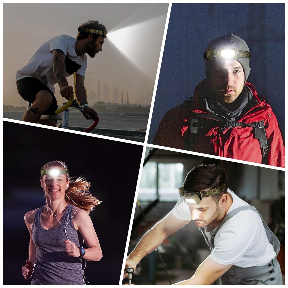 Rechargeable LED Headlamp with 7 Modes, Red & Green Light, Adjustable & Lightweight