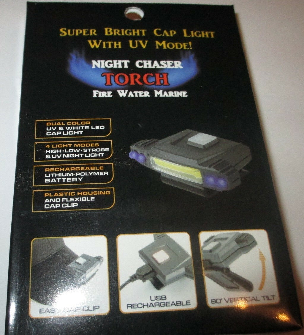 Rechargeable COB LED Cap Light with UV Black Light for Fishing, Waterproof & Adjustable
