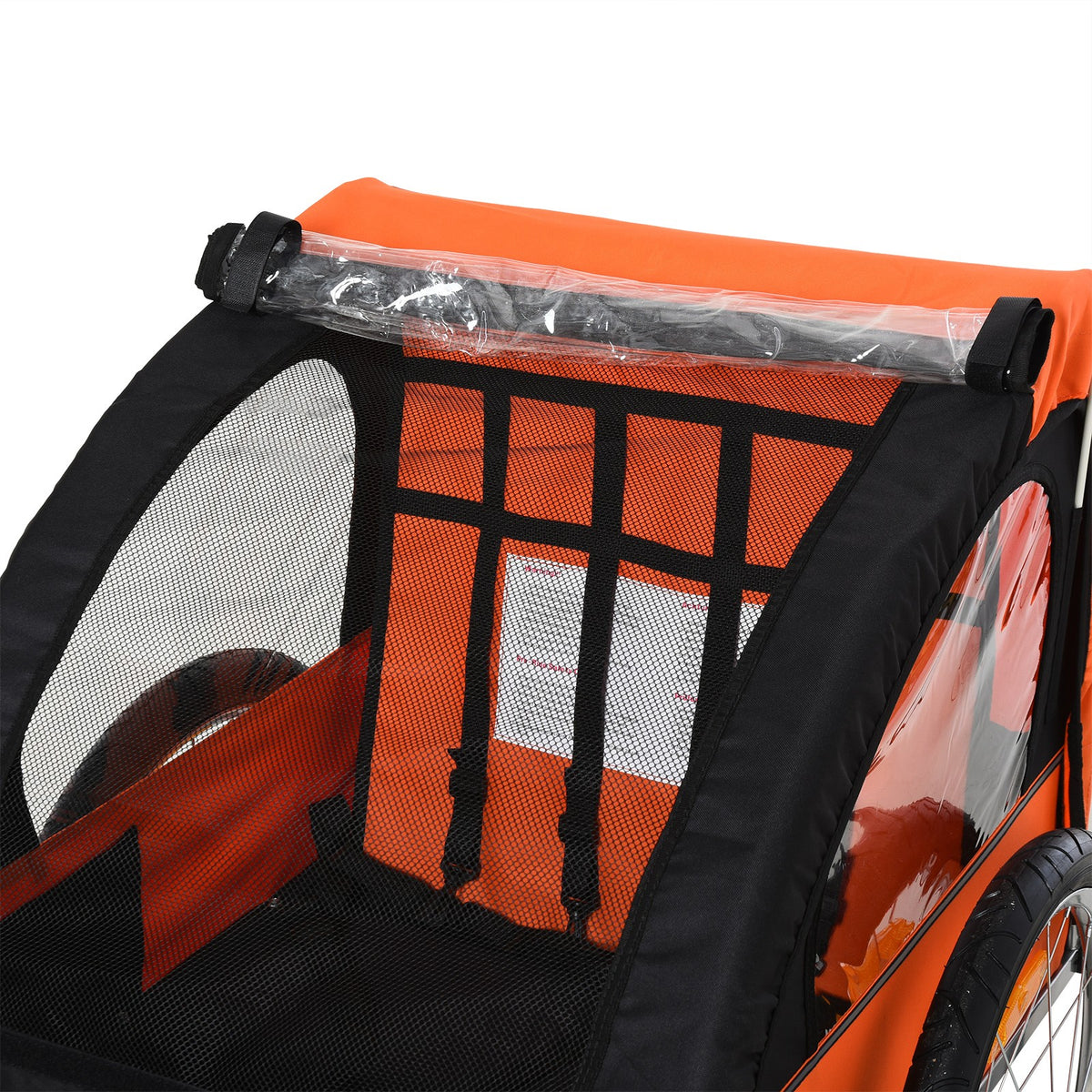 2-Seat Kids Bicycle Trailer - Orange, Steel Frame & Easy Entry