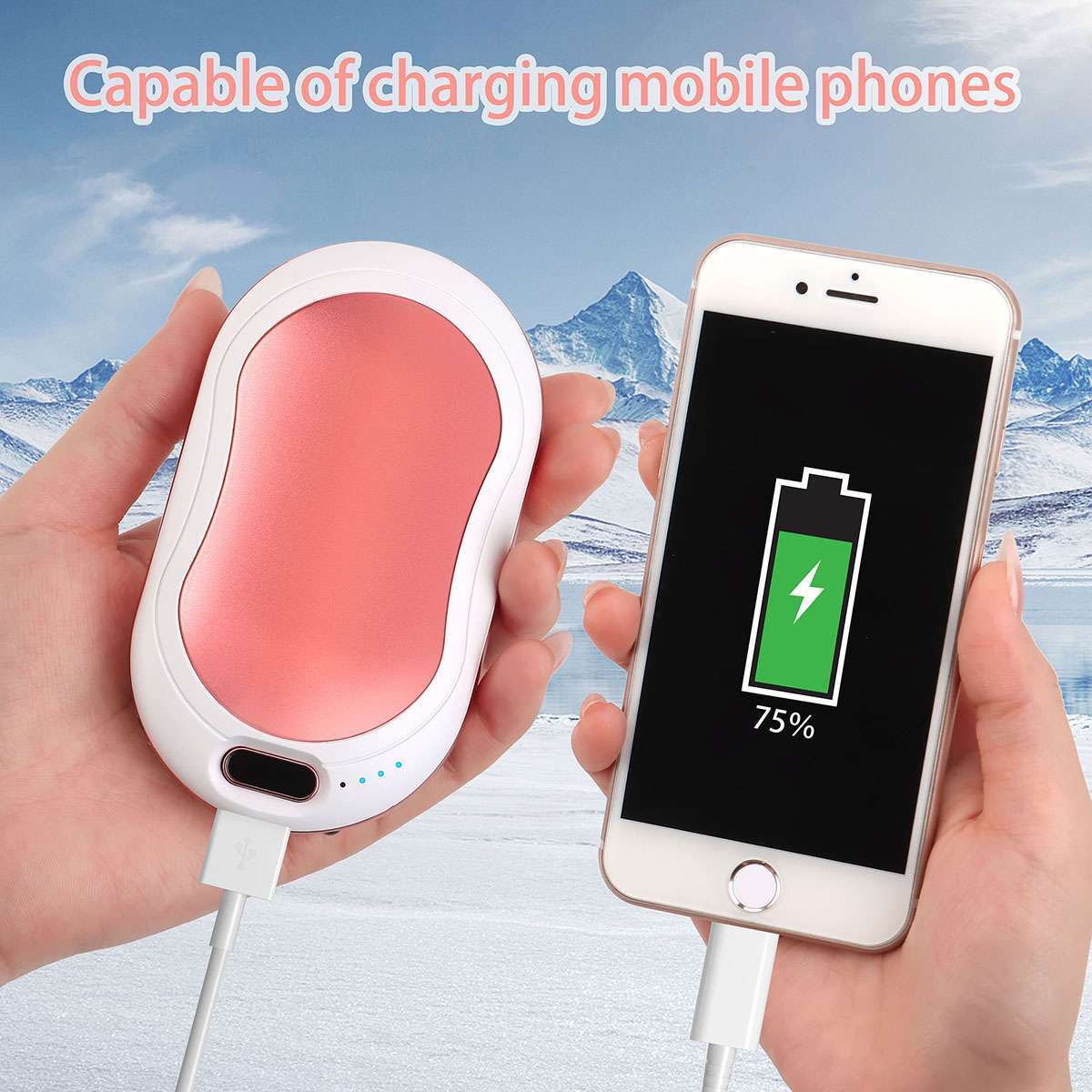 Rechargeable Hand Warmer Power Bank 10000mAh USB Heating Device Portable