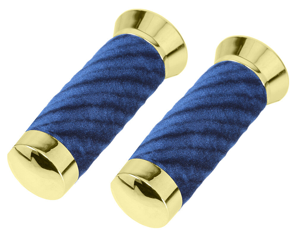 Lowrider Velour Handlebar Grips with Chrome or Gold Caps for Custom Bikes