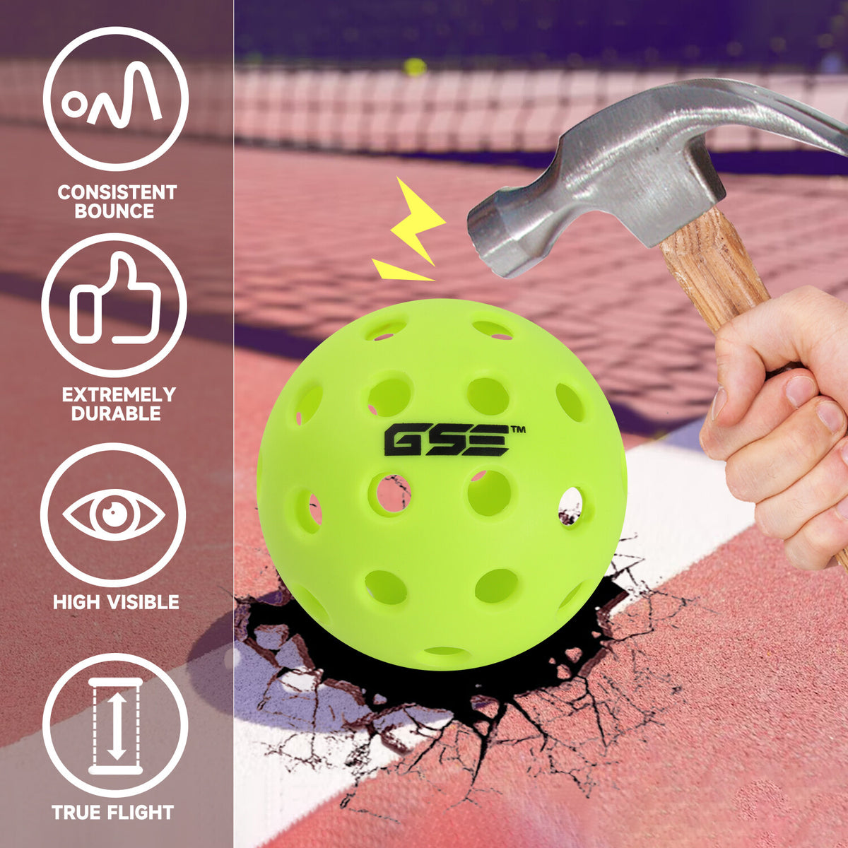 Outdoor Pickleball Balls Set - High Durability, USAPA Approved, 12-Pack