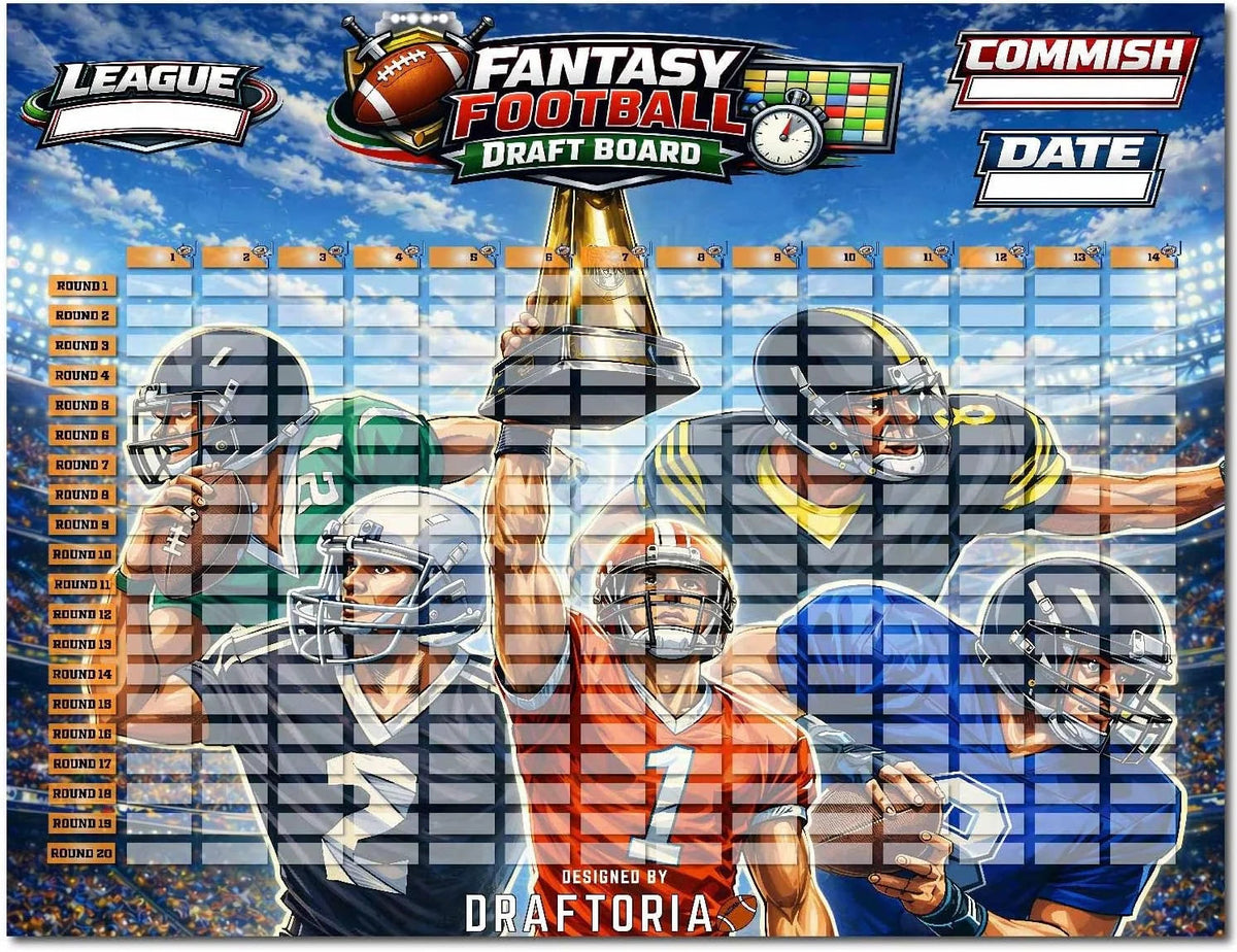 Extra Large Fantasy Football Draft Board Kit for 2026-2027
