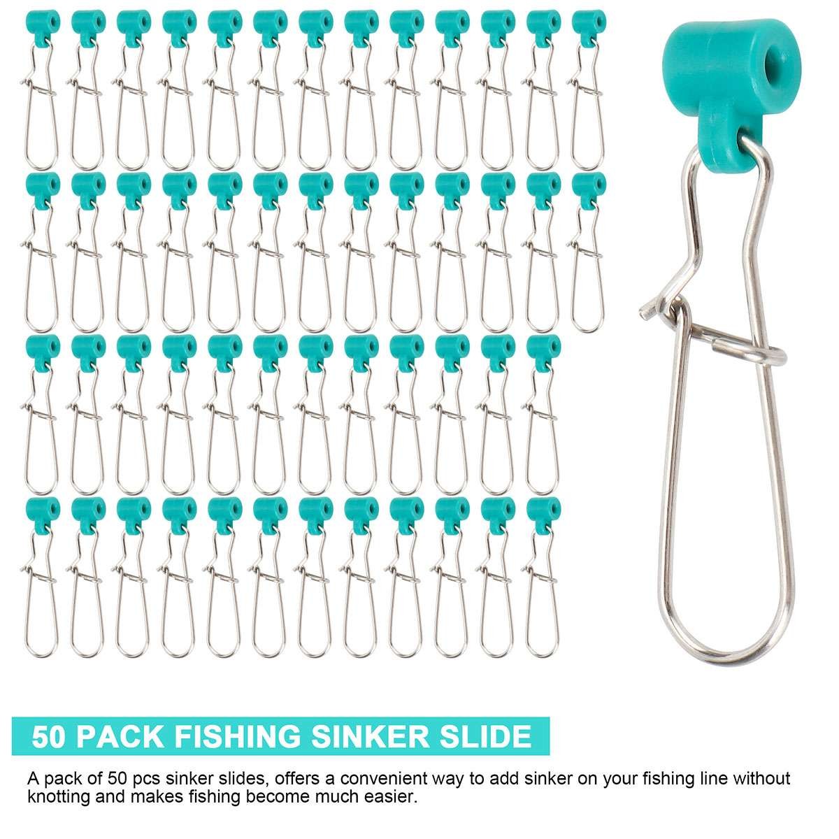 50Pcs Fishing Sinker Slides Kit for Braid Lines - Heavy Duty, Easy Rigging