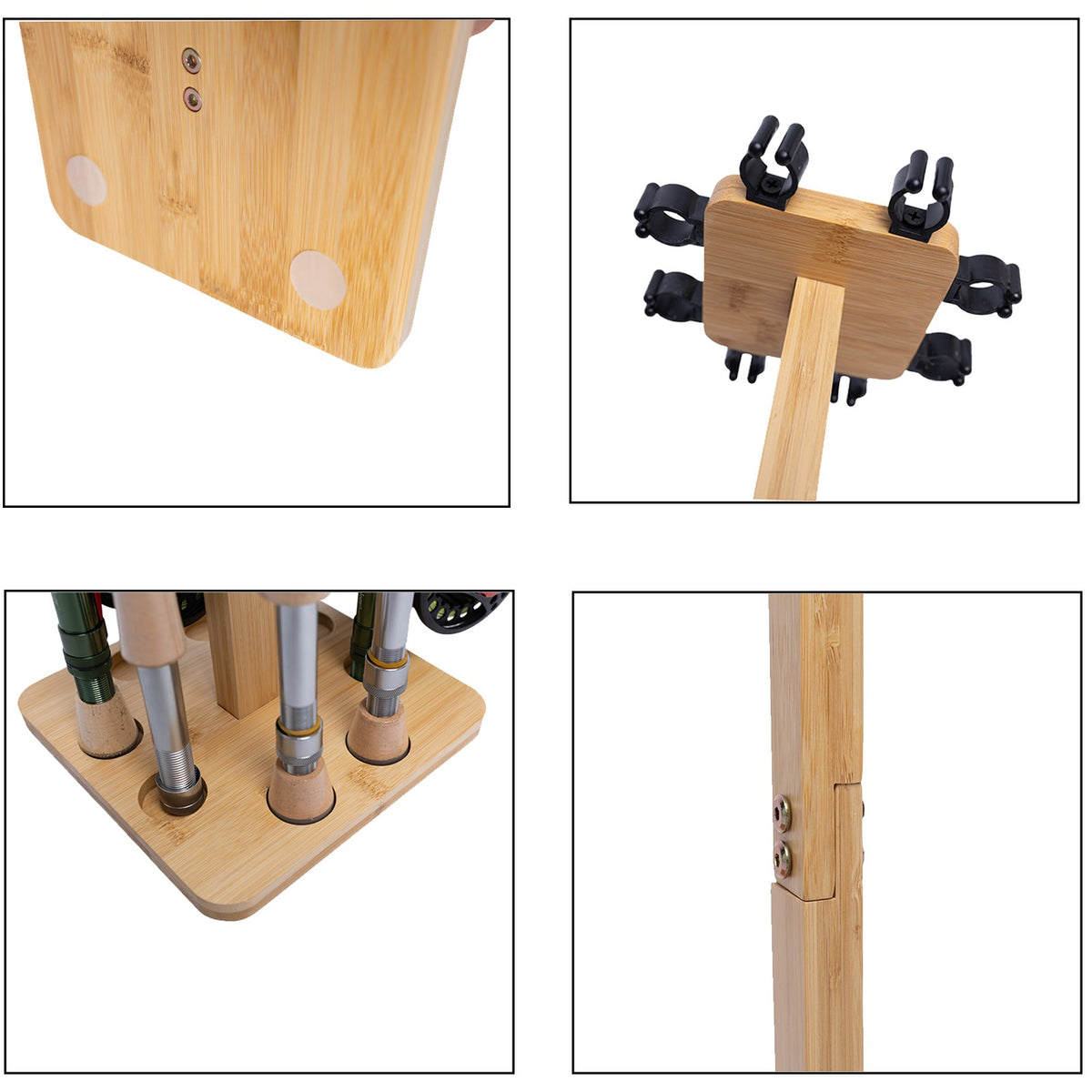 Wooden Fishing Rod Storage Rack for 8 Rods - Stable Floor Stand Organizer