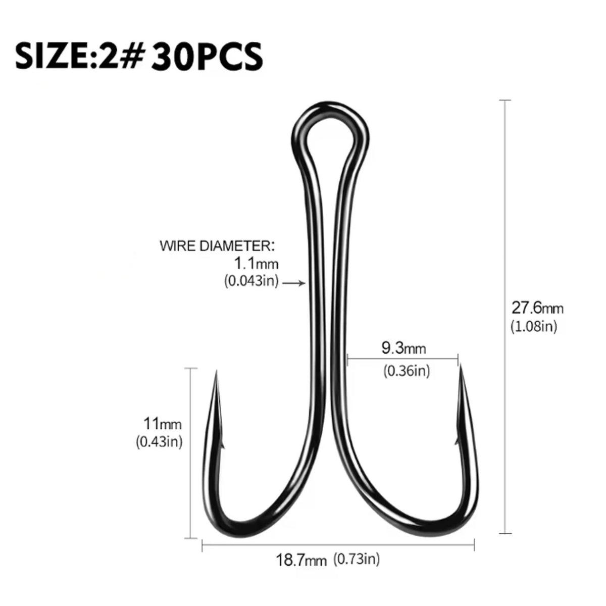 Double Fishing Hooks Carbon Steel Durable Toad Frog Hooks Multiple Sizes