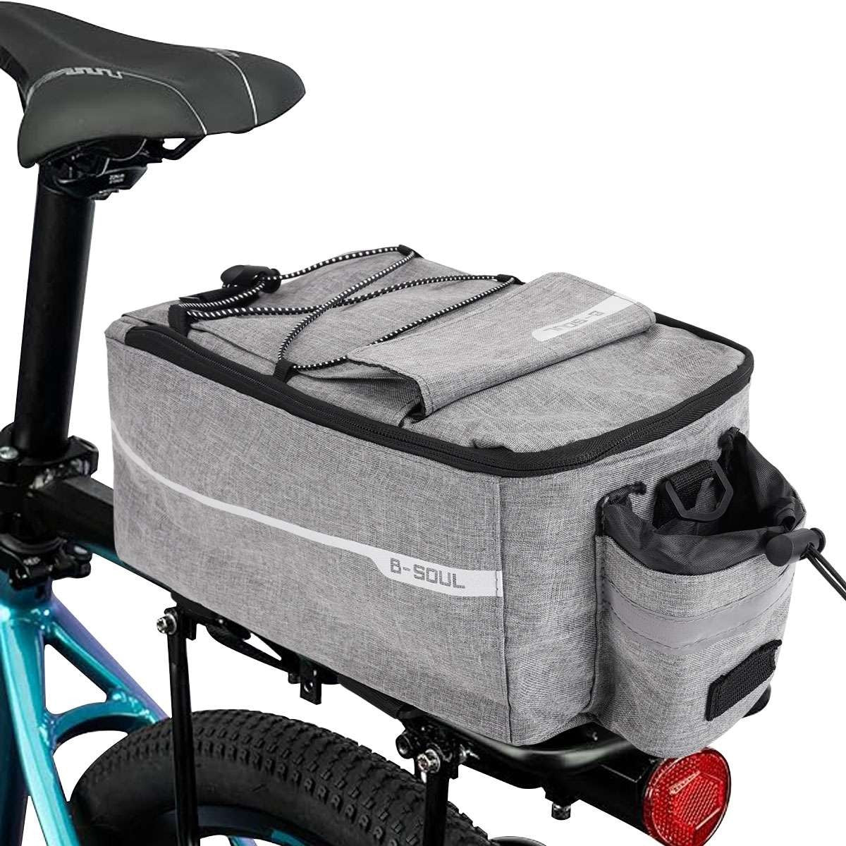 Waterproof Bicycle Rear Rack Bag with Insulated Compartment and Reflective Strip