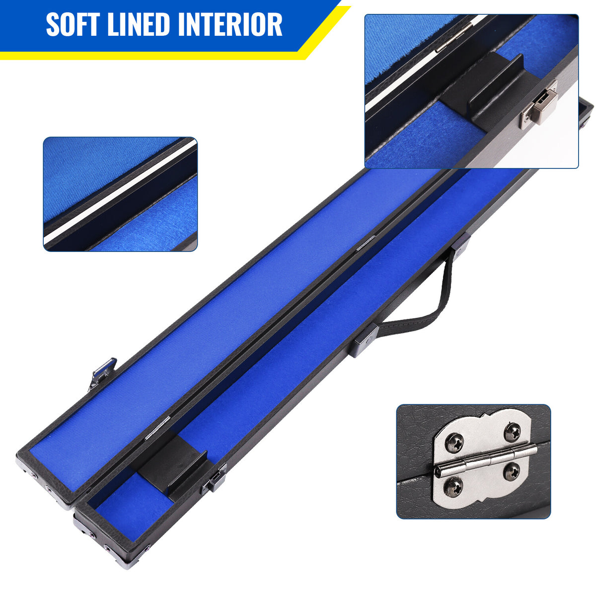 Hard Cue Box for Pool Cues – Holds 1 Butt & 1 Shaft, 58in Cues, Leatherette Case
