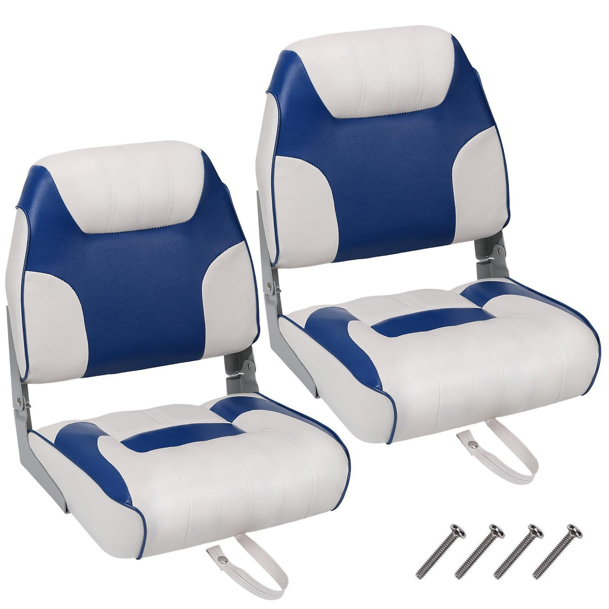2-Pack Fold-Down Boat Seats with Thick Cushions and Weatherproof Material