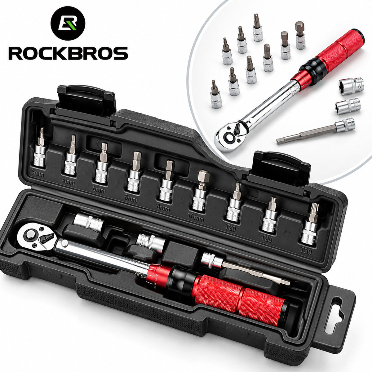 Bike Torque Wrench 1/4 Inch Drive 72-Tooth Ratchet Adjustable 2-24Nm