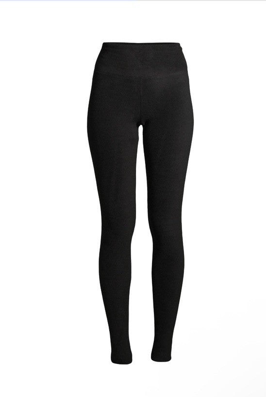 Women's Black Fleece Leggings with Stretch Base Layer for Winter Sports XL