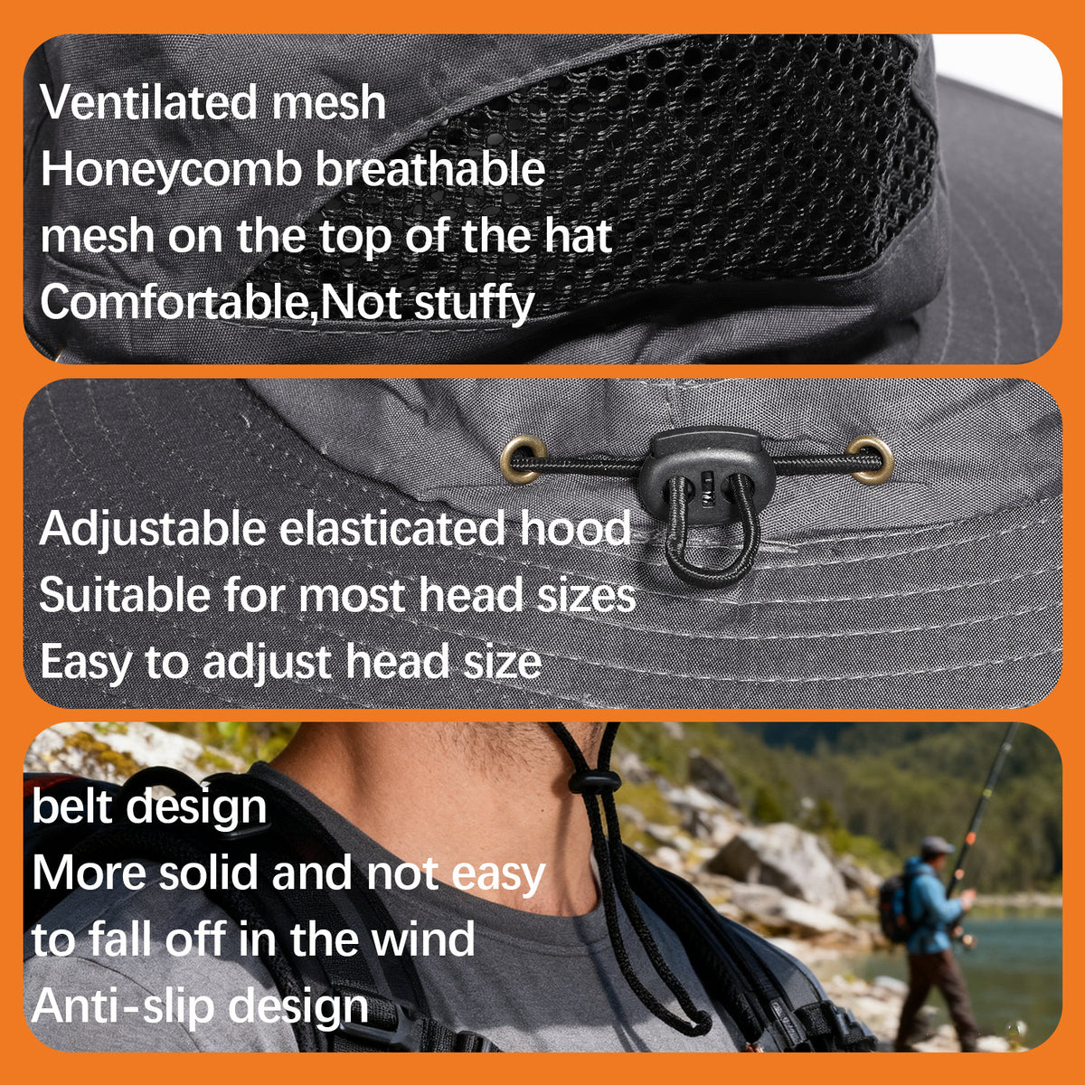 Solar USB Powered Fans Sun Hat - Wide Brim Outdoor Cooling Hat with Dual 3-Speed Fans