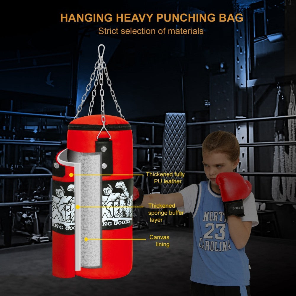 Heavy Duty Kids Punching Bag Set with Gloves for Kickboxing MMA Fitness Training