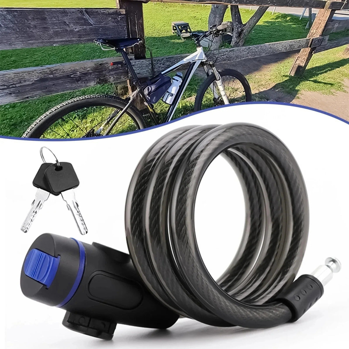 Heavy Duty Bicycle Cable Lock with 2 Keys - Anti-Theft Security Chain for Bike Scooter