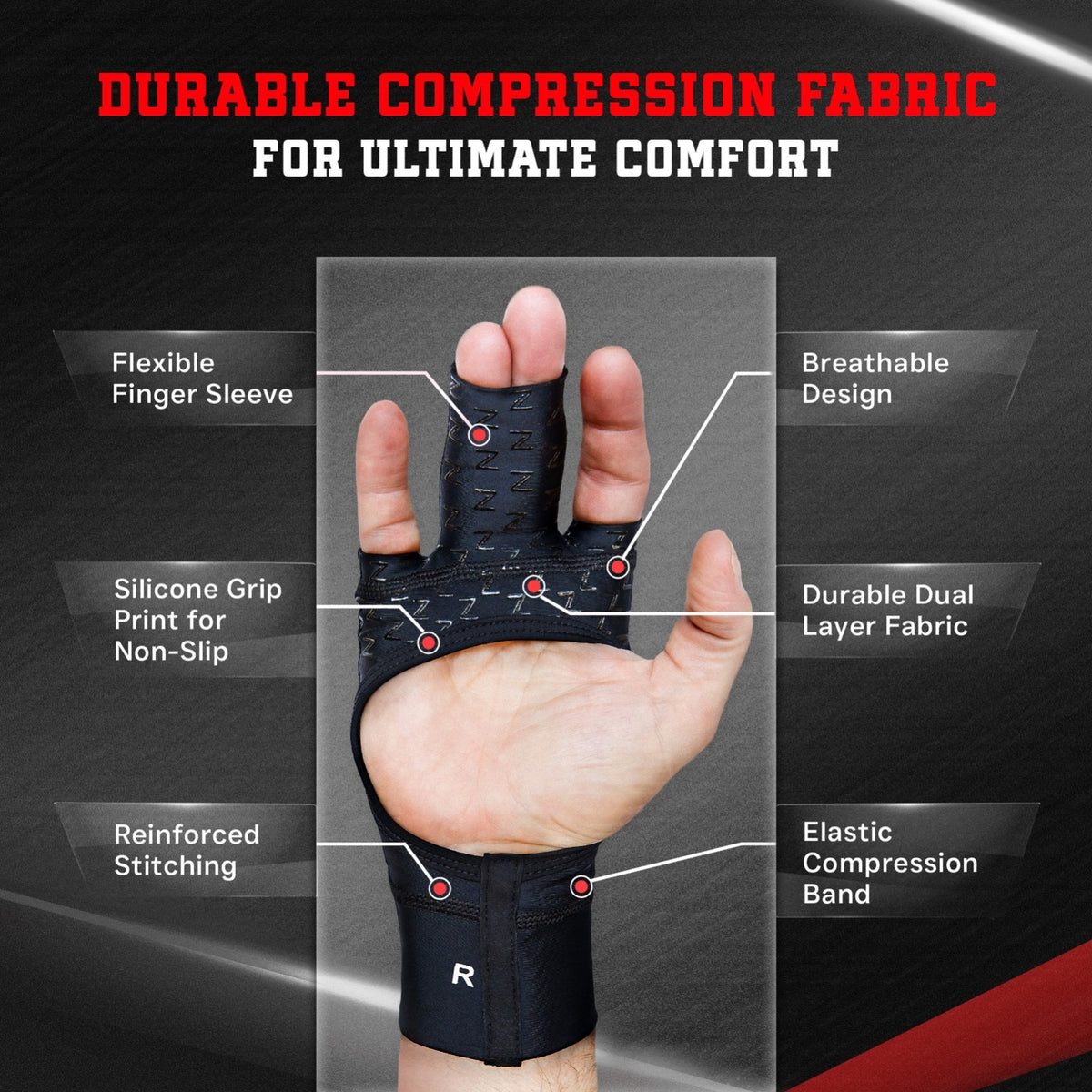 Finger Support Compression Gloves for Sports and Injury Prevention