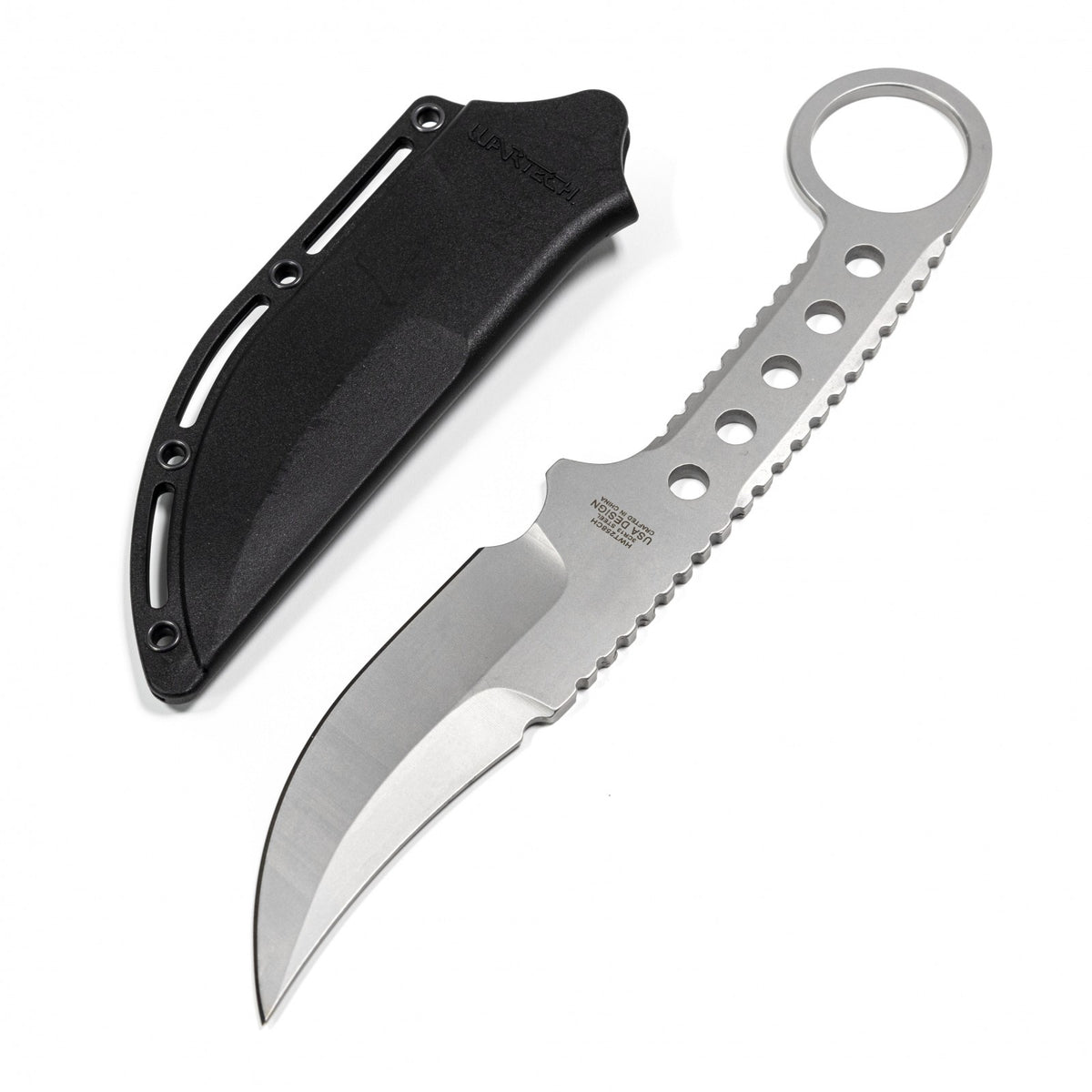 Full Tang Clip Point Tactical Knife with Kydex Sheath - Stainless Steel, 3.5 Inch Blade