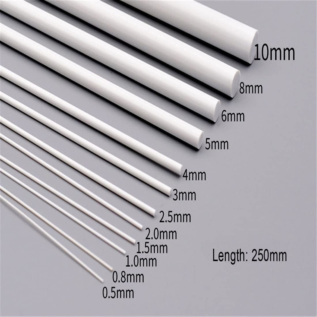 50 Pcs 1.5mm Diameter White ABS Plastic Round Rods for Model Making