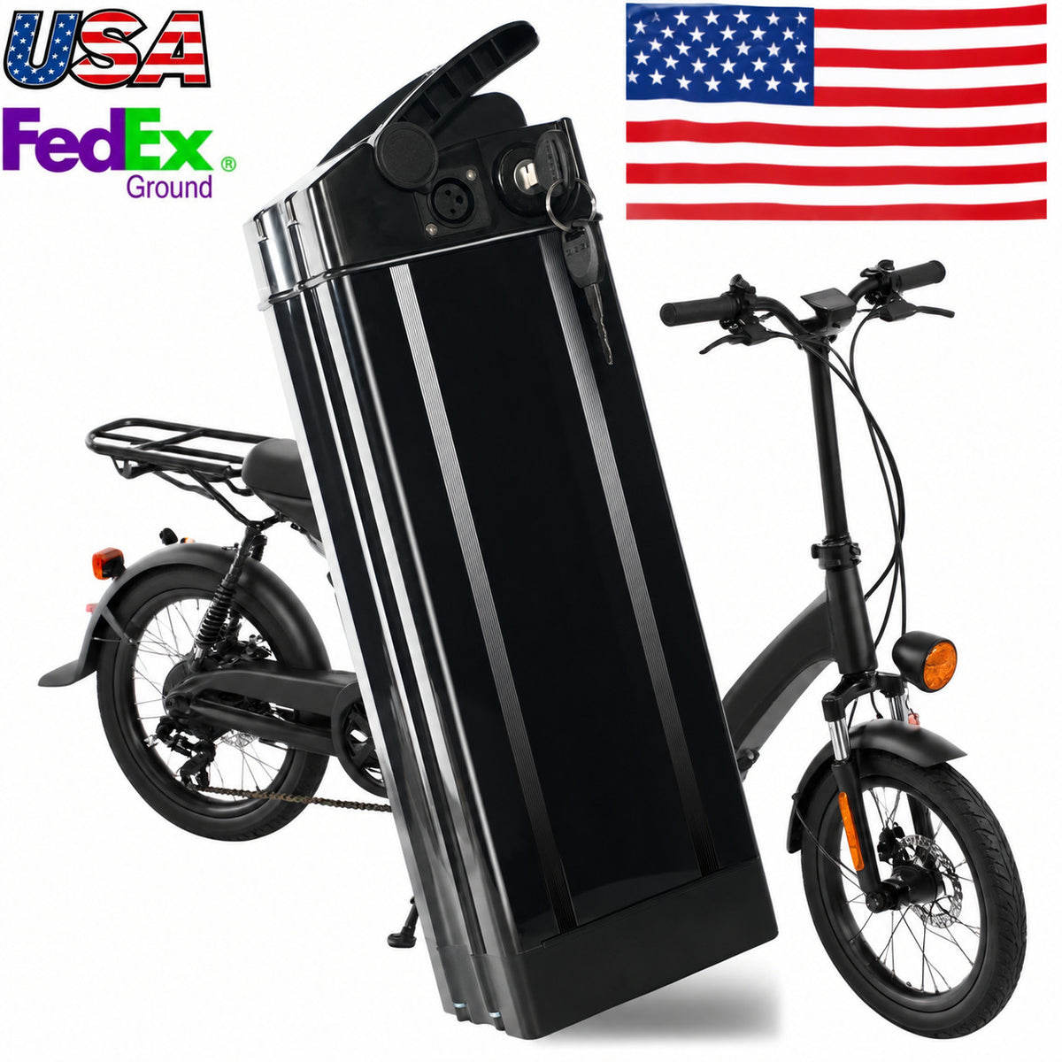 48V 10Ah Folding Electric Bike Battery for 200W-1000W Motor
