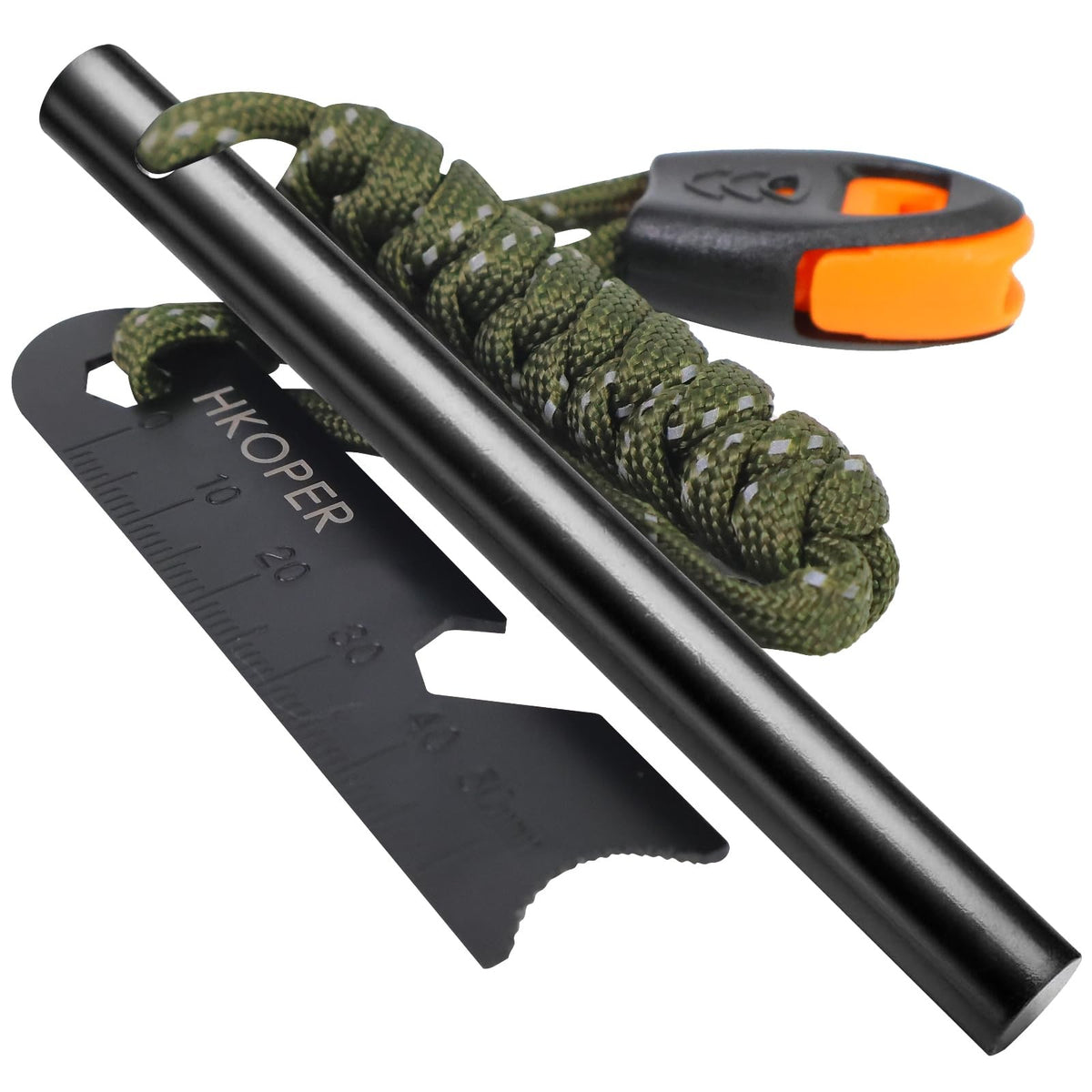 4 Inch Ferro Rod Fire Starter Kit with Multi-Tool for Camping Hiking Survival