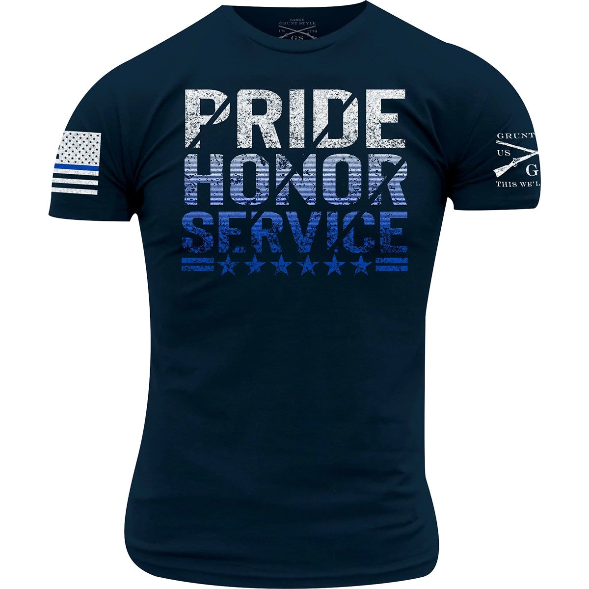 Men's Pride Honor Service T-Shirt Navy Casual Athletic Tee