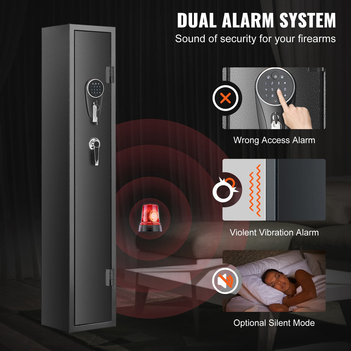 Gun Safe with Digital Keypad & Lock, Holds 2 Rifles & 4 Pistols