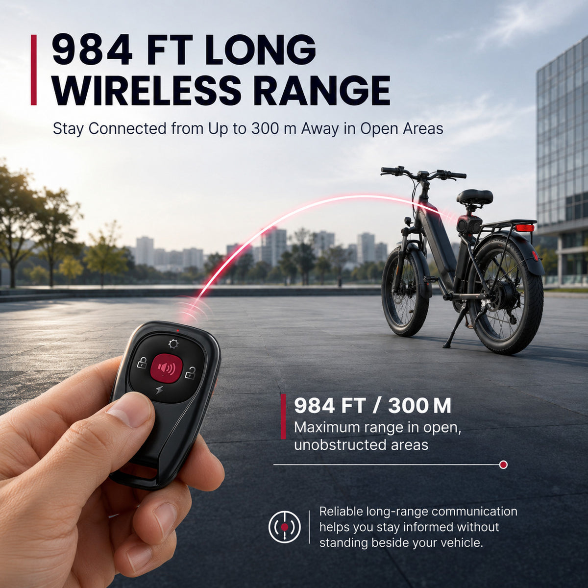 Wireless Bike Alarm with Vibrating Remote 121dB Security System IP65 Rechargeable