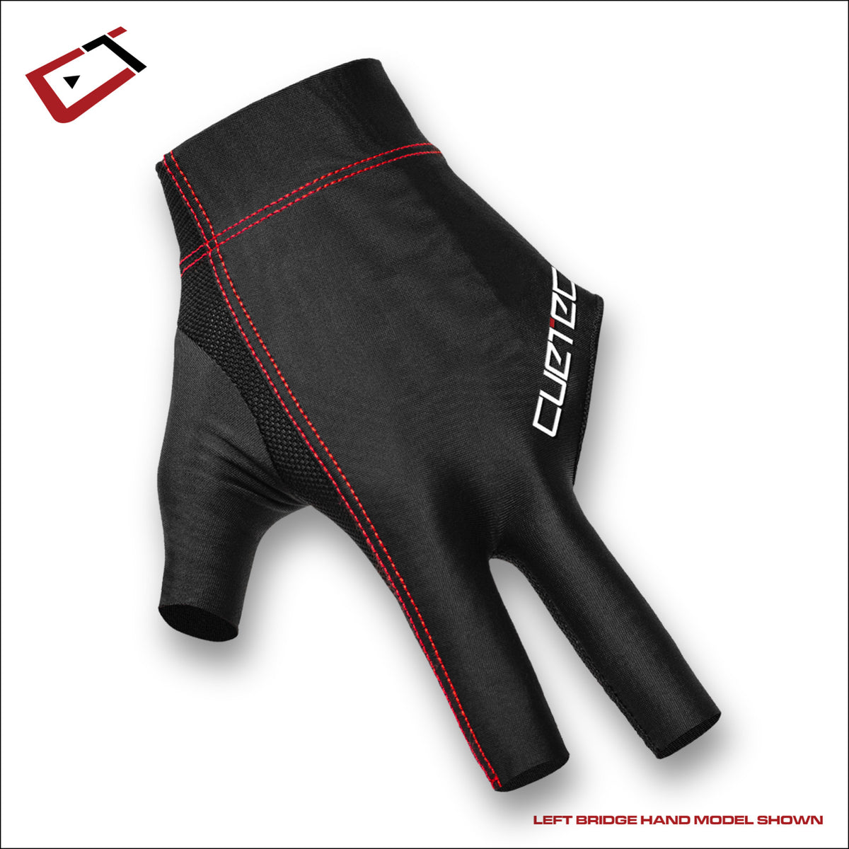Cuetec Axis Left-Hand Small Billiard Glove with Red Stitching