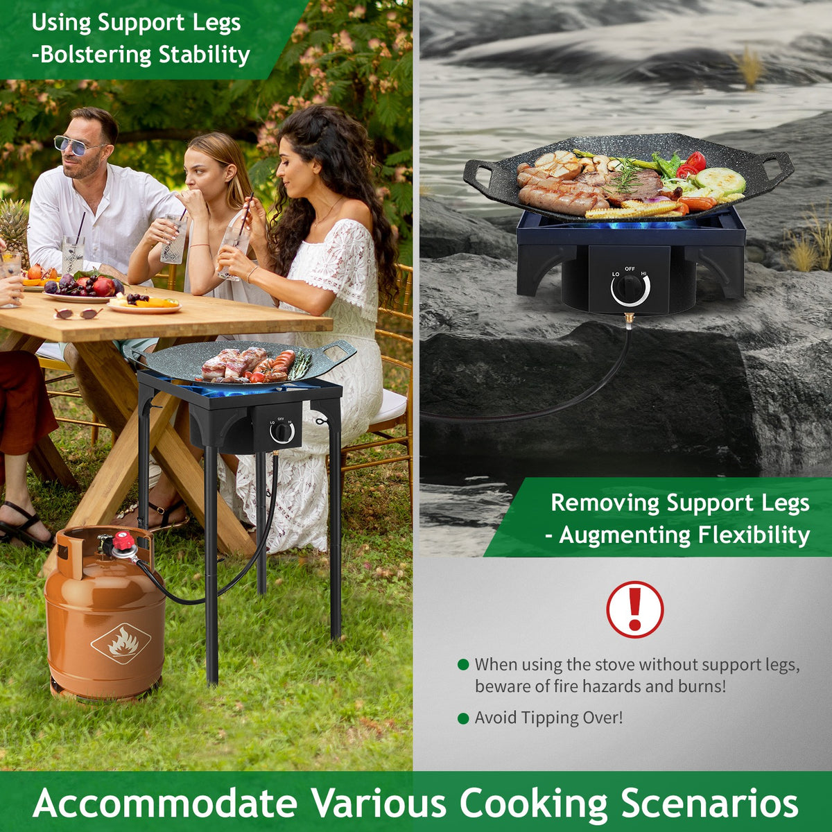 75000 BTU Portable Outdoor Propane Stove for Camping BBQ Cooking
