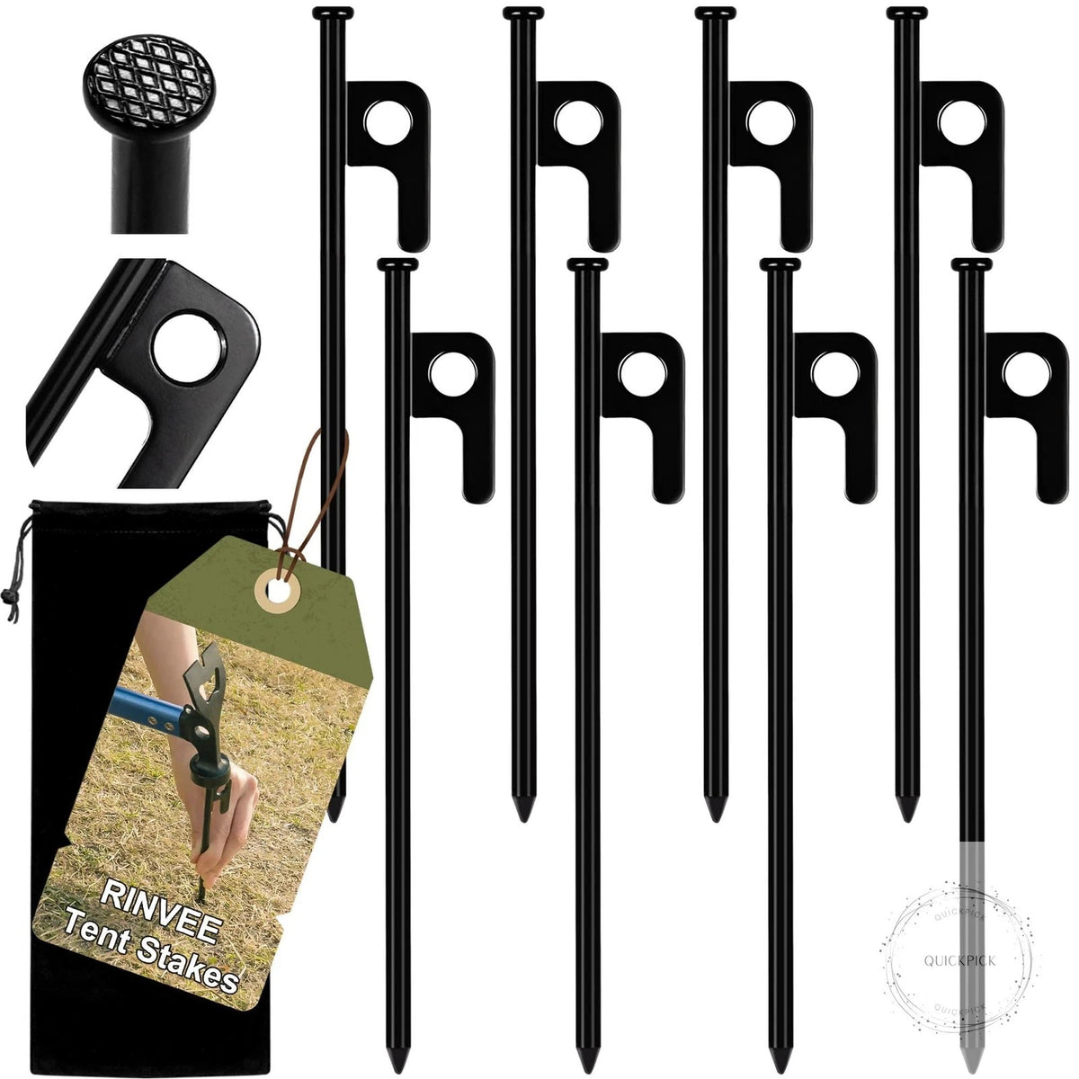Heavy Duty Steel Tent Stakes Set for Camping and Outdoor Grounds