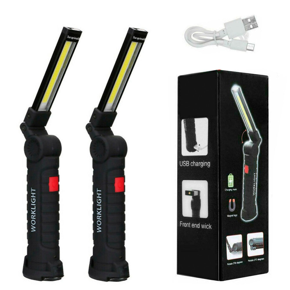 Rechargeable COB LED Work Light Flashlight with Magnetic Base and Folding Design