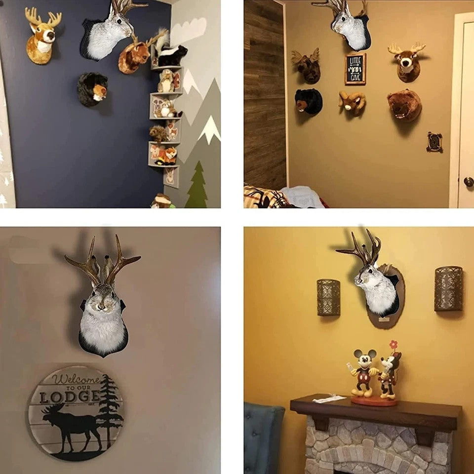 Jackalope Wall Mount Decor - Whimsical Animal Head Wall Art