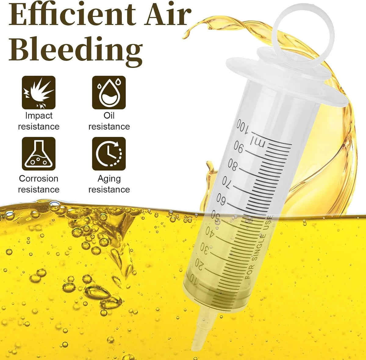 Motorcycle Brake Bleeder Kit with 100ML Pump & Transparent Hose for Hydraulic Disc Brake Fluid Flush