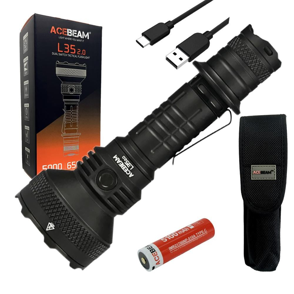 High-Power Tactical Flashlight 5000 Lumens with Rechargeable Battery