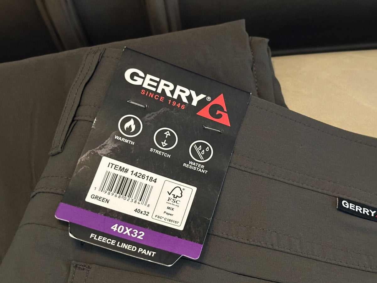 Gerry Men's Fleece Lined Pants - Green, 40x32 Warm Casual Trousers